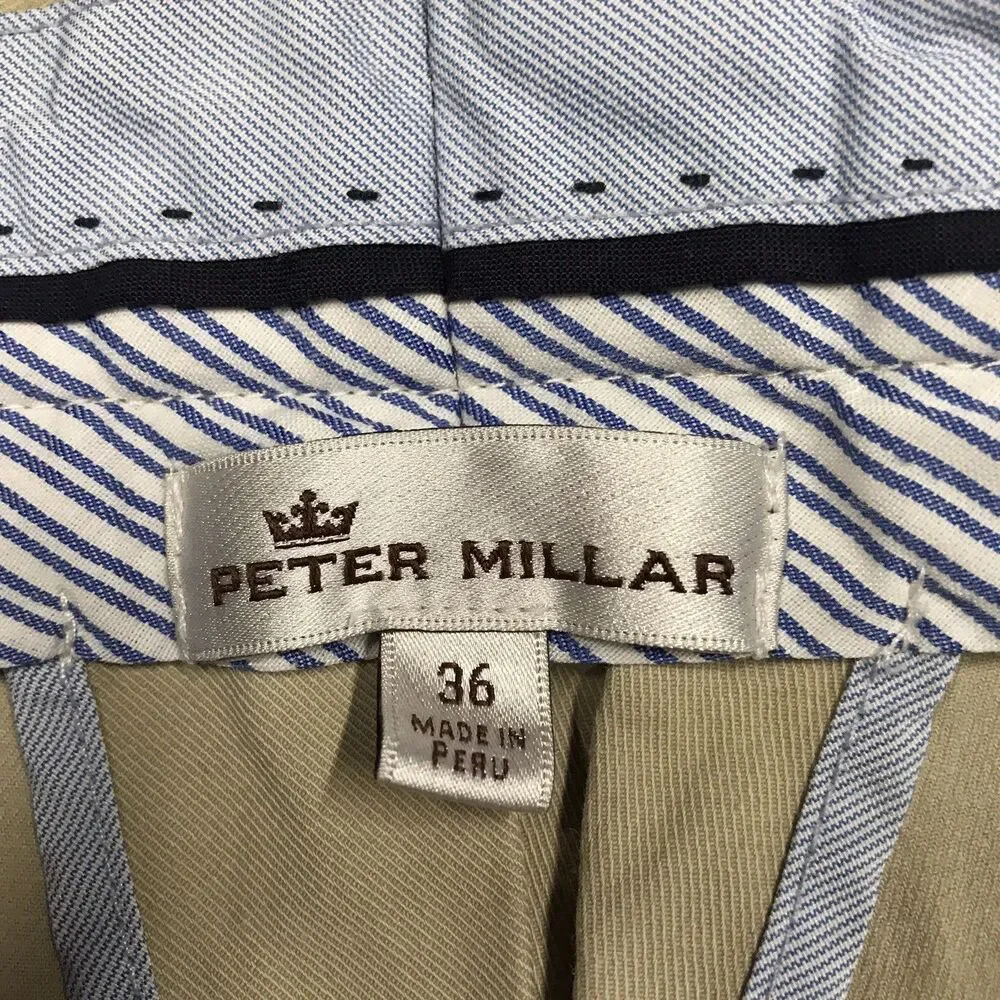 PETER MILLAR Soft Touch Twill Shorts Men 36 (35 fit) Khaki Tan Golf